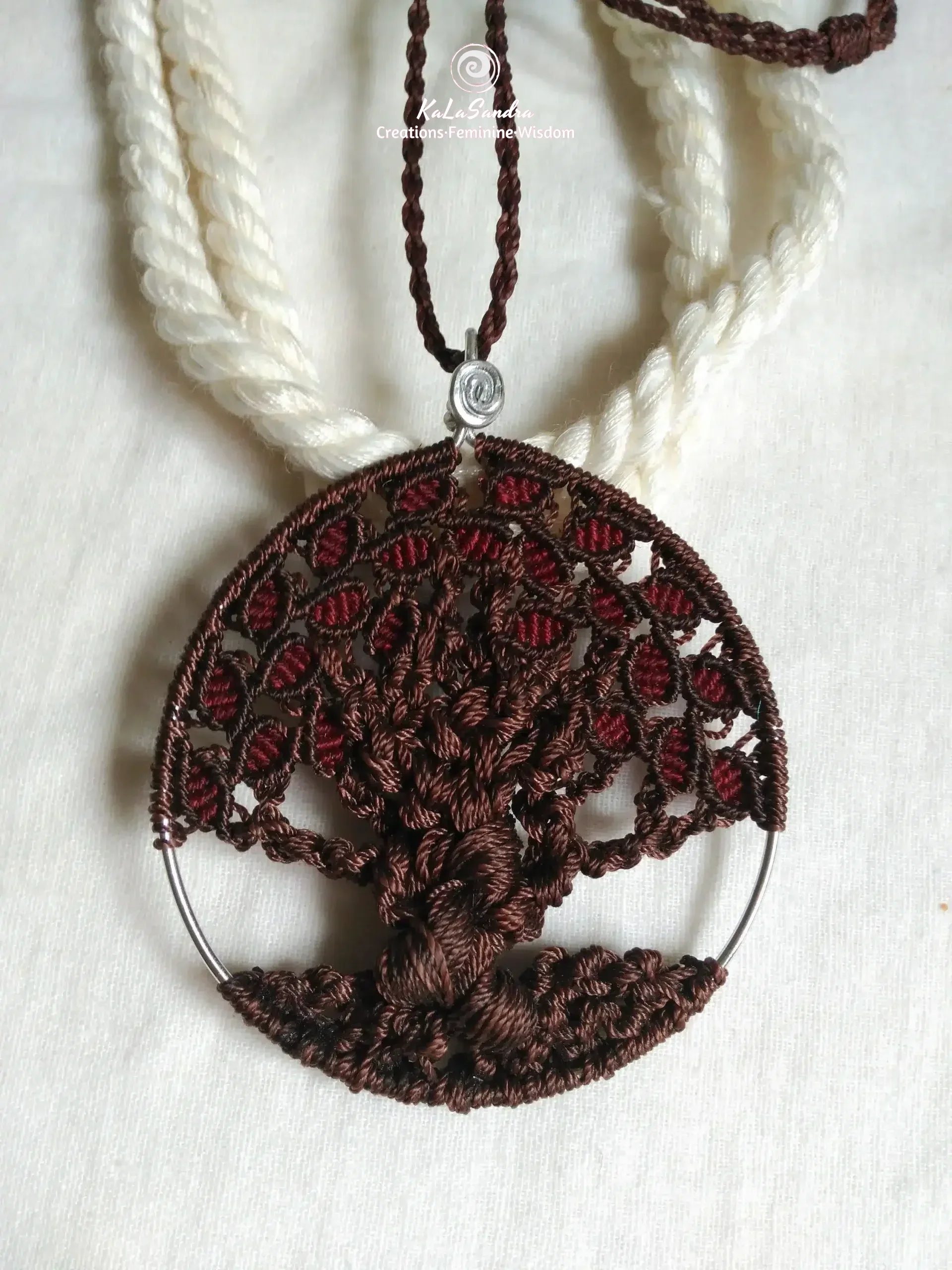 tree of life handmade macrame pendant necklace