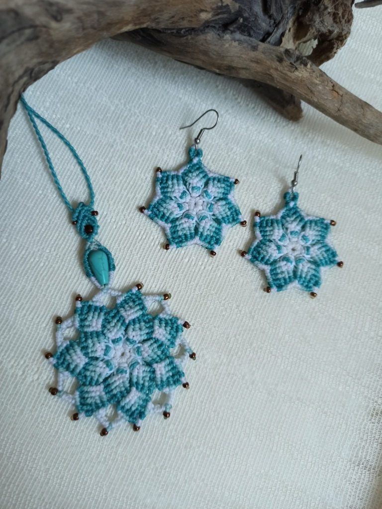 Blue Turquoise Mandala Necklace- LIGHT - Image 3