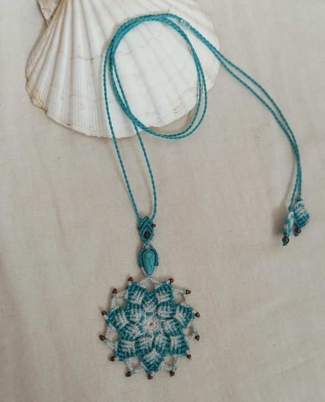 Blue Turquoise Mandala Necklace- LIGHT - Image 8