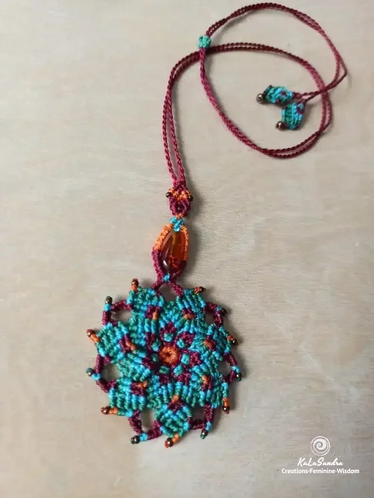Amber Mandala Macrame Necklace- PEACE - Image 8