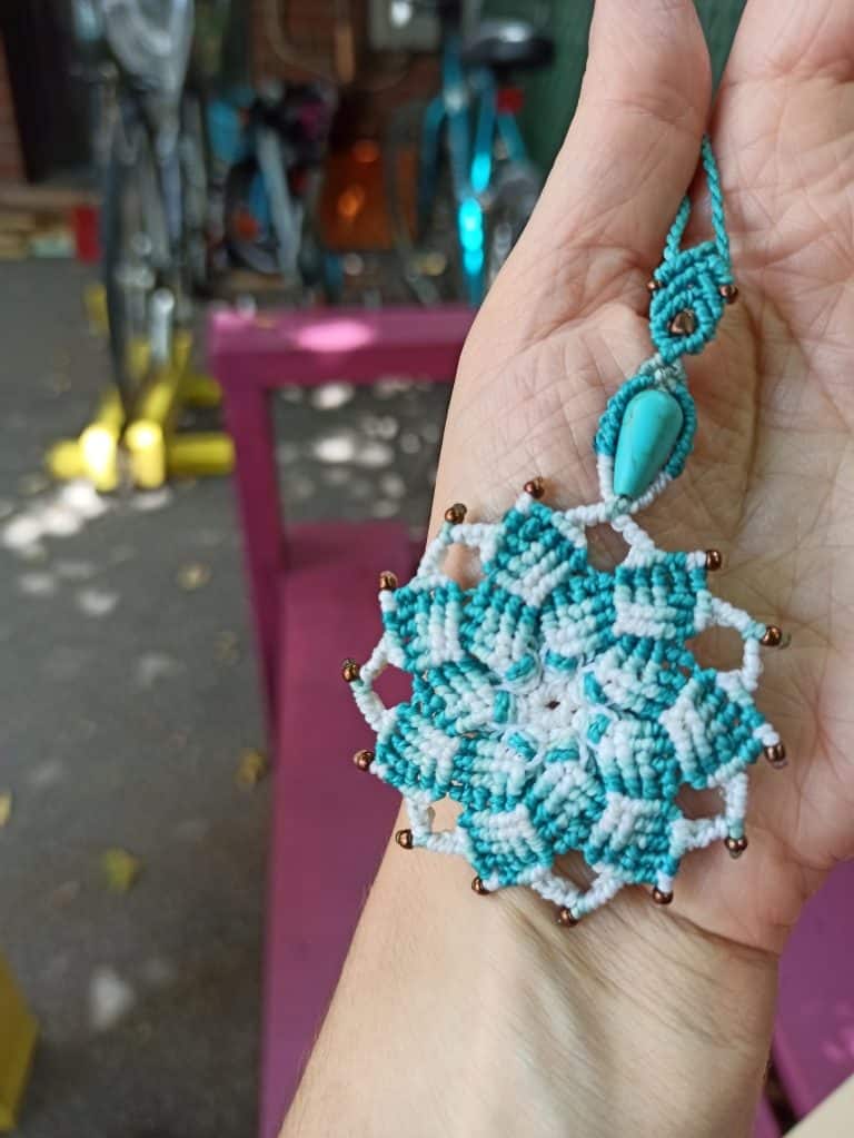 Blue Turquoise Mandala Necklace- LIGHT - Image 5