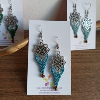 Macrame earrings BOHOCHICK with metal FLOWER design
