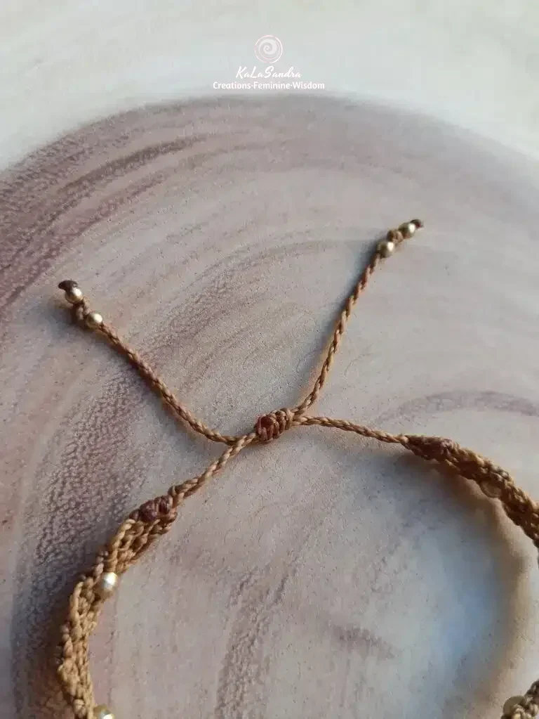 OM turquoise macrame bracelet handmade in brass metal design - Image 9