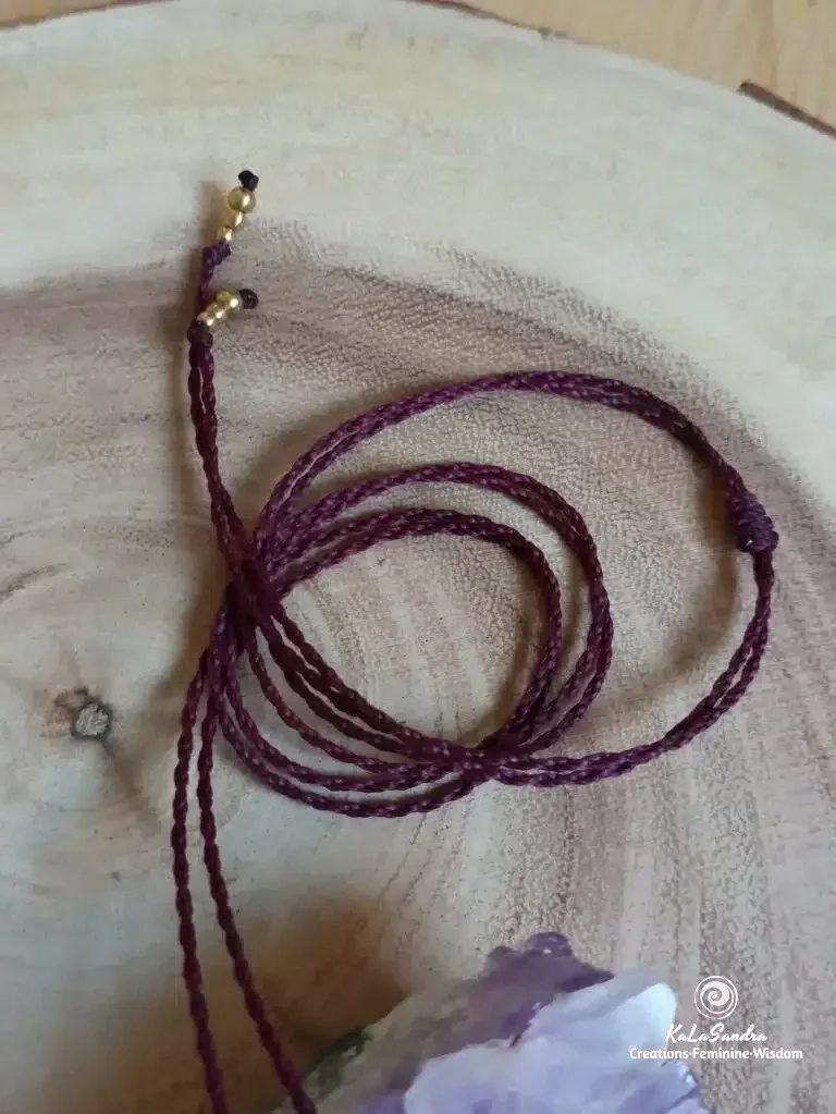 PRECIOUS-Amethyst macrame pendant handmade necklace in dark cherry color - Image 5