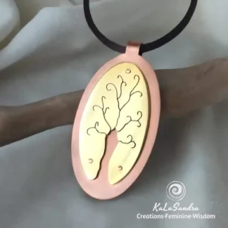 Tree of life metal pnedant. Handmade. Artisan. Kalasandra. Artisan necklace. Brass jewelry