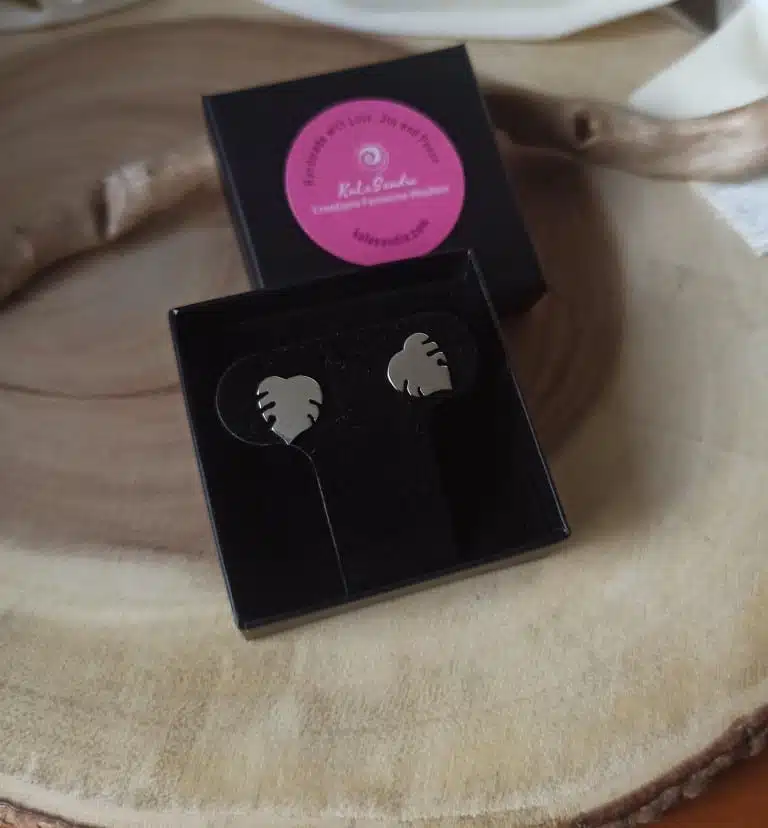 MONSTERA plant leaves earrings in hand-cut STERLING SILVER metal - Image 7