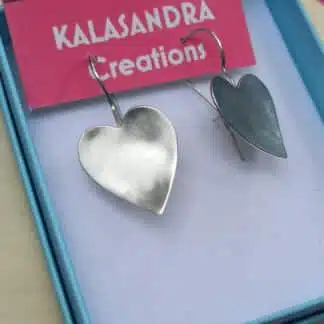 SILVER heart earrings, handmade