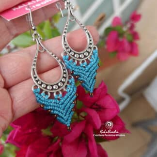 macrame handmade earrings blue. Selene. Kalasandra earrings