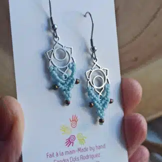 blue pale macrame earrings, boho earrings